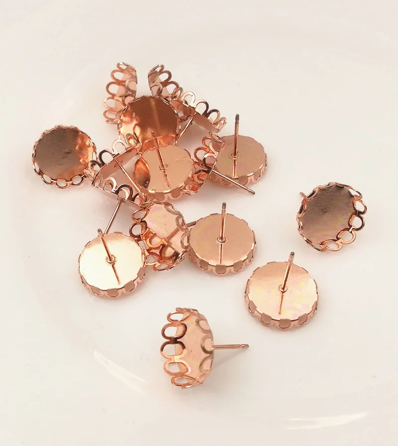 

Круглые латунные серьги-гвоздики с кружевом, 50 шт., 10 мм, 12 мм