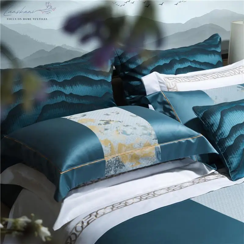 

Top Luxury 1200TC 100% Cotton Jacquard Bedding Set For Home Linens Duvet Cover Pillowcase Flat Fitted Bed Linen Sheet Cover