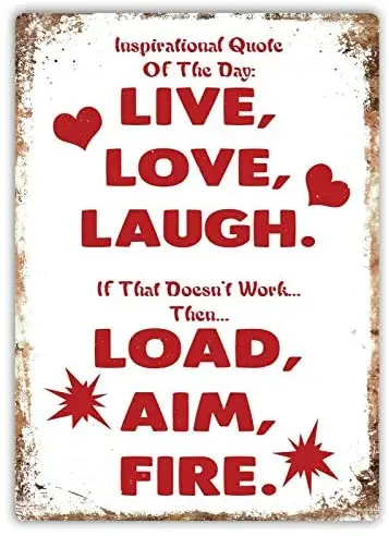 

Load Aim Fire Vintage Style Metal Sign Iron Painting for Indoor & Outdoor Home Bar Coffee Kitchen Wall Decor 20x 30 cm