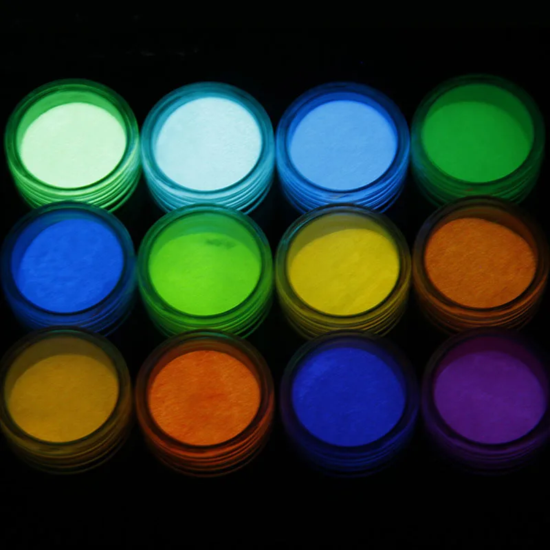 12pot фосфористая блеск 12 Цвет ультра тонкий порошок светится в темноте