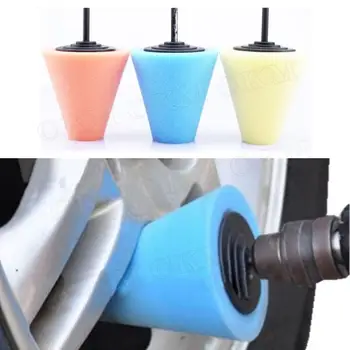 Auto Wheel Polishing Sponge Used for Electric Drill 3inch/4inch Burnishing Ball Polishing Cone Car Hub Polish Accessories