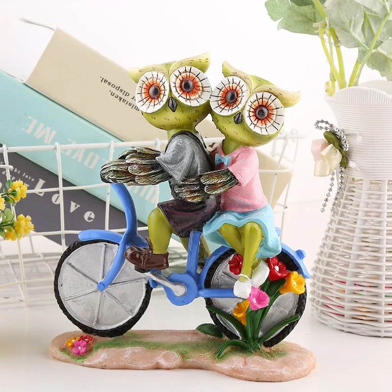 

Korean resin crafts lovers cycling owl decorations bedroom home decoration gifts wholesale