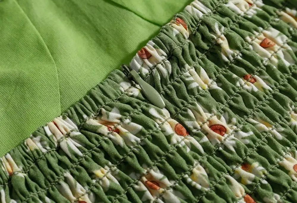 Bazaleas элегантное регулируемое платье на бретельках, vestido, Франция, шикарный зеленый принт с ромашками, женское винтажное платье-миди с разрезом, женское платье