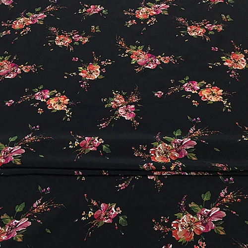 Шелковый крепдешин с черным дном плотный 19 мам SCDC940 | Дом и сад
