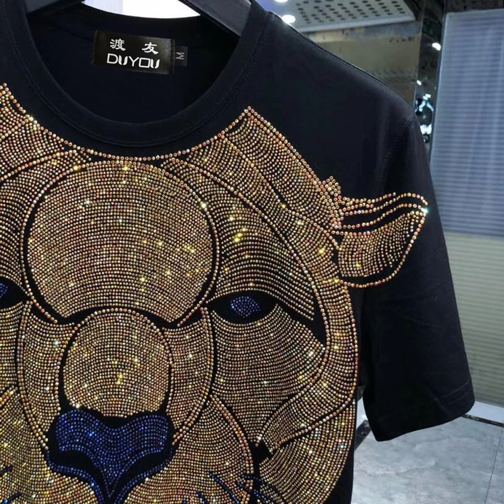 DUYOU/Летняя футболка с короткими рукавами Свободная хлопковая Футболка принтом