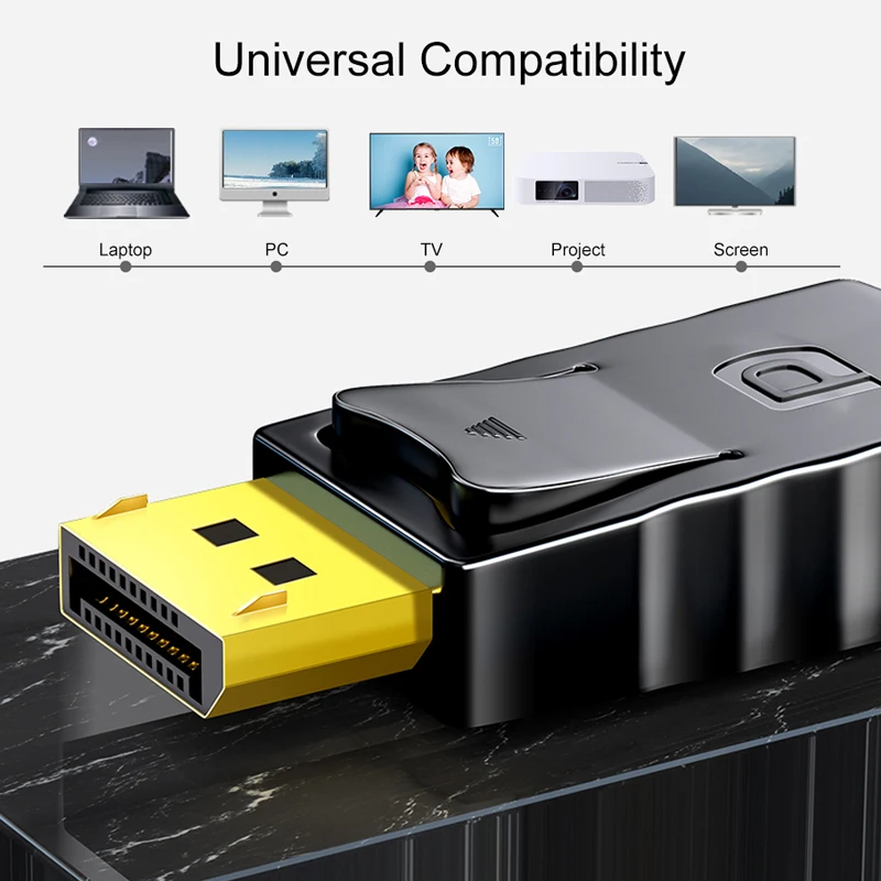 Кабель-адаптер SAMZHE Displayport to HDMI конвертер 1080P HD DP Male-HDMI Male 1 8/3 м для ПК ноутбуков