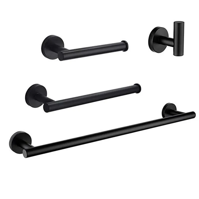 

Bathroom Hardware Set stainless steel Black Robe Hook Towel Rail Bar Rack Bar Shelf Tissue Paper Holder Bathroom Accessories B