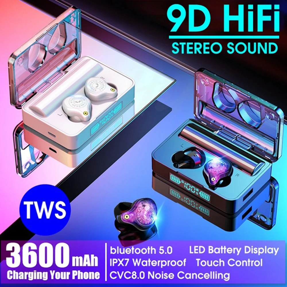 XS Plus TWS Bluetooth 5 0 наушники Беспроводной с 3600 мА · ч зарядный чехол громкой связи Hi-Fi