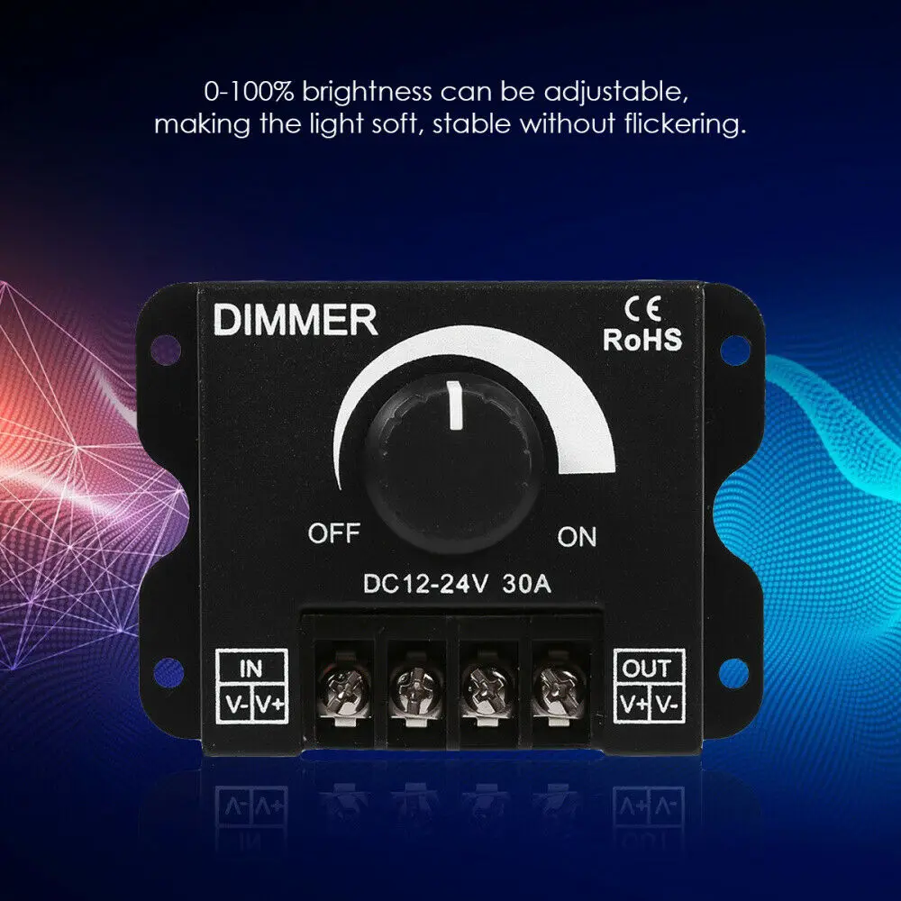 Kawatik LED Dimmer DC12-24V 30A Stepless Switch Controller for Strip Single Lamp | Лампы и освещение