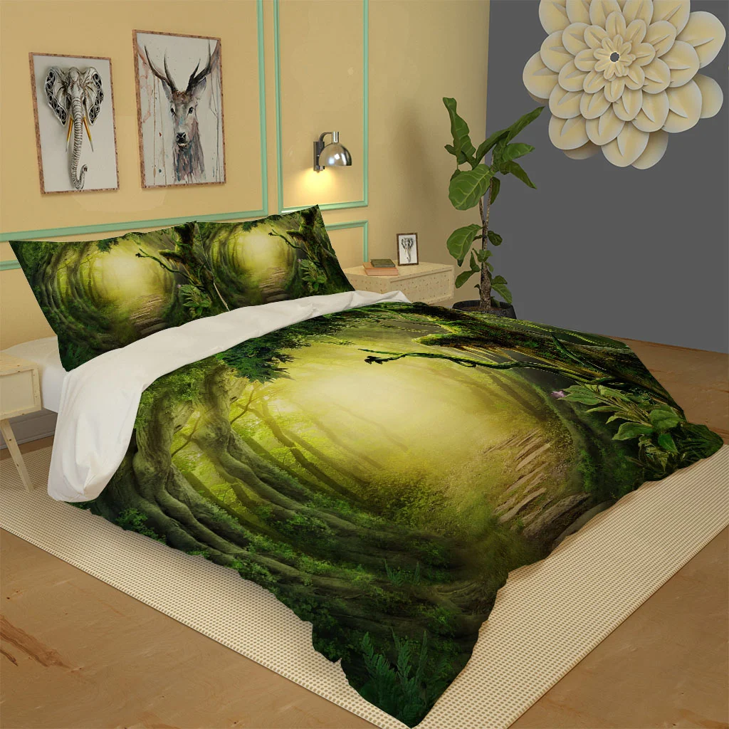 

3D Print Duvet Cover Pillowcase Forest Scenery Bedding Sets 3d Bedding Digital Printing Bed Linen Queen Size Bedding Set Fashion