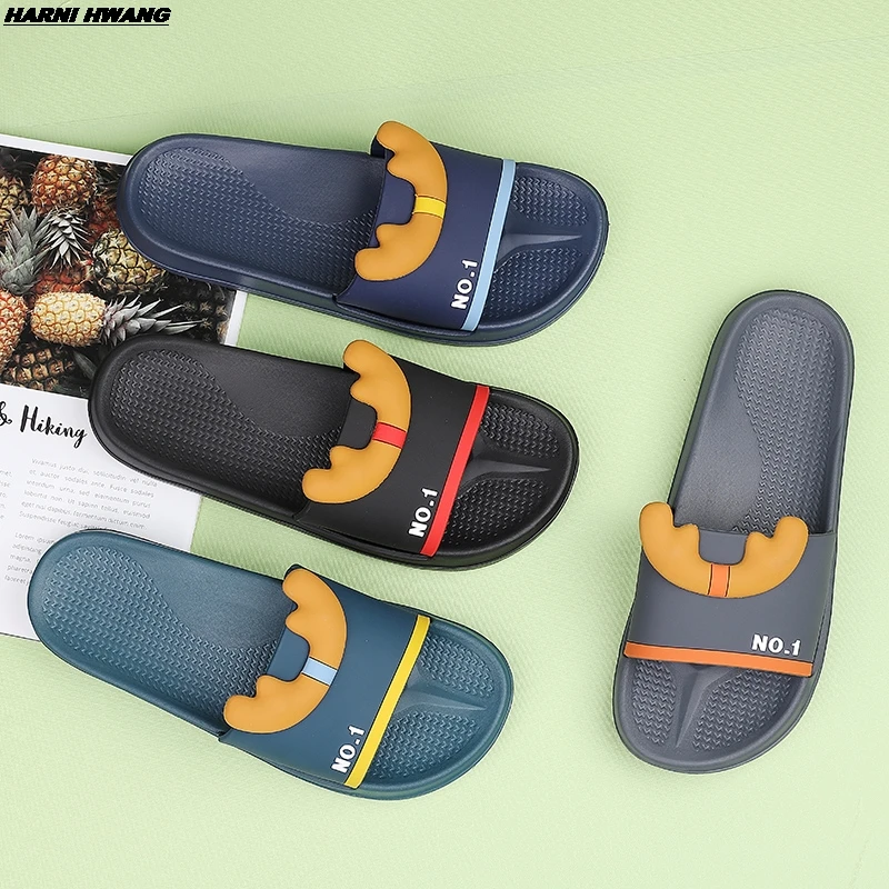 

Slippers Women's Summer Children's Slippers Korean-Style Antlers Non-Slip Platform Elk Slipper Men Shoes Woman House Shoes Men