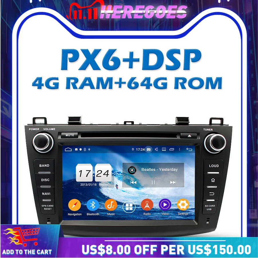 PX6 Автомобильный мультимедийный dvd плеер DSP IPS TDA7851 Android 10 0 64G GPS карта RDS Авто радио Wi
