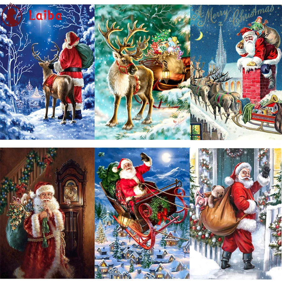 

Алмазная мозаика Санта-Клаус с подарками картина разразы, алмазная живопись, вышивка крестиком, вышивка, настенное искусство
