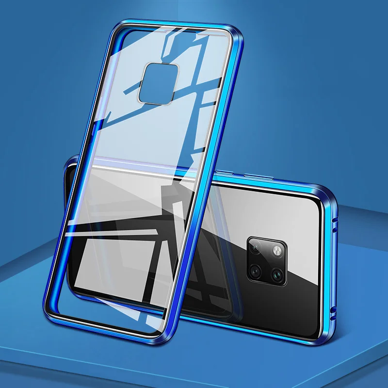 Blue sm Металлический магнитный двусторонний чехол для huawei mate 30 20 P30 P20 Pro Lite Honor 20 Pro Lite 8X Nova 3 3I 4 4E 5I 5 Pro Чехол - Цвет: Blue sm