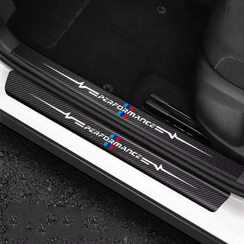 

4pcs Car Sticker Door Carbon leather Fiber Sill Plate For BMW M E91 E46 E92 E93 M3 E60 E61 F10 F07 m5 m6 m7 x4 x5 x1 e30 e39 e46