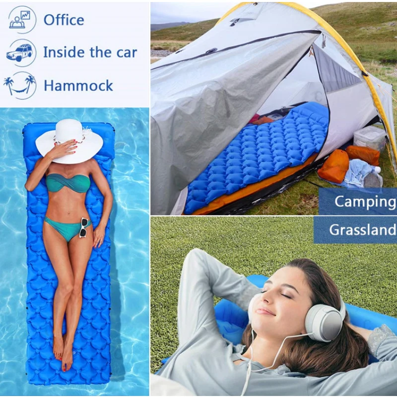 

Air Mattress Camping Sleeping Mat Inflatable Cushion Quick Inflatable Moisture-Proof Cushion Outdoor Travel Pad Folding Bed