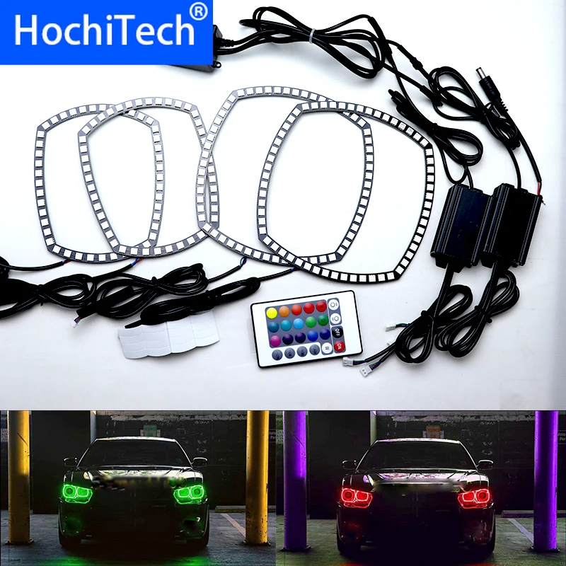 Ультра яркий 5050 SMD многоцветный RGB светодиодный набор ангельских глаз с пультом дистанционного управления для Dodge charger 2011 2012 2013 Автомобильный Стайлинг