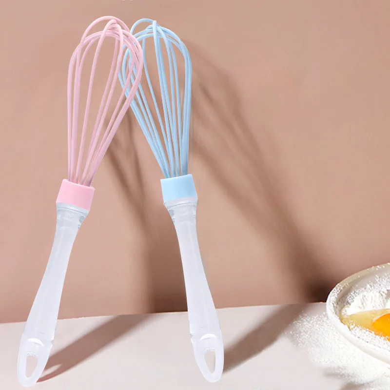 

1Pcs Hanging Style 430 Stainless Steel+Silicone Egg Beater Transparent Handle Kitchen Utensil Whisk Manual 2Colors