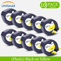 unismar 10pcs compatible for dymo letratag tape 91202 91332 91222 black on yellow ribbons 12mm for dymo letratag labelmaker