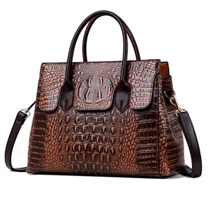 high grade handbag new alligator pattern womens leather shoulder bag large capacity messenger atmospheric middle mothers bag free global shipping