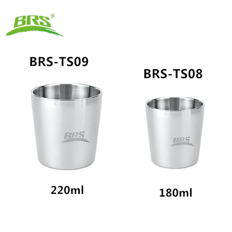 

BRS 2 pcs Water Cup 304 Stainless Steel Double Walled Heat Protection Mug Camping Mini Portable Beer Cup Small Traveling Cup