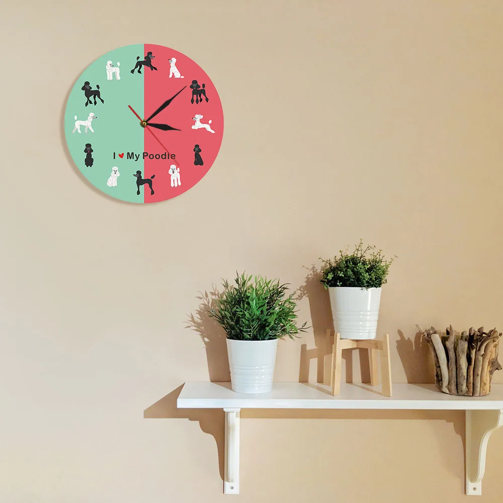 Стандартные настенные часы в виде мультяшного пуделя детская комната Настенный