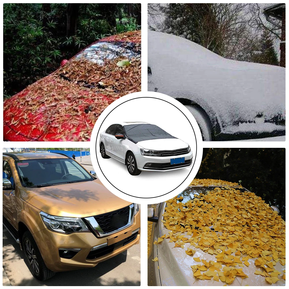 Магнитный чехол на лобовое стекло автомобиля защита от снега с зеркалом мороза