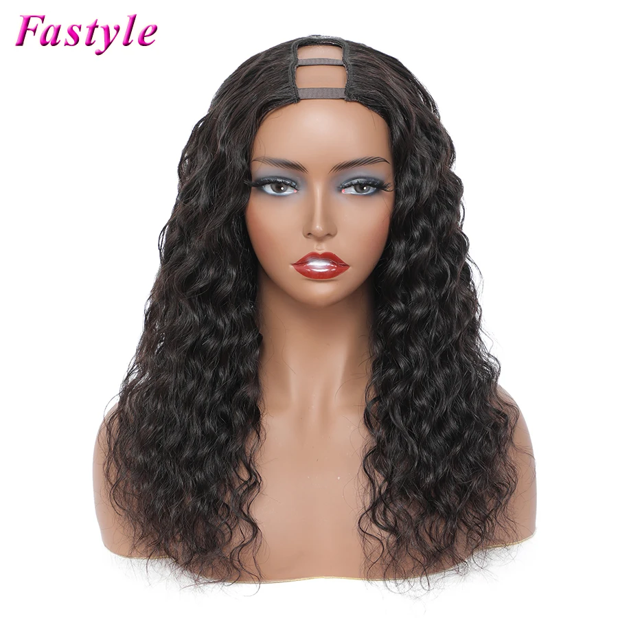 

Brazilian Water Wave U Part Human Virgin Hair Wigs For Black Woman No Glue Full Machine Made Upart Wig Wet And Wavy Glueless