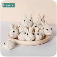 bopoobo 15pc wooden crochet beads panda chewable beads diy wooden teething knitting beads jewelry crib sensory toy baby teether