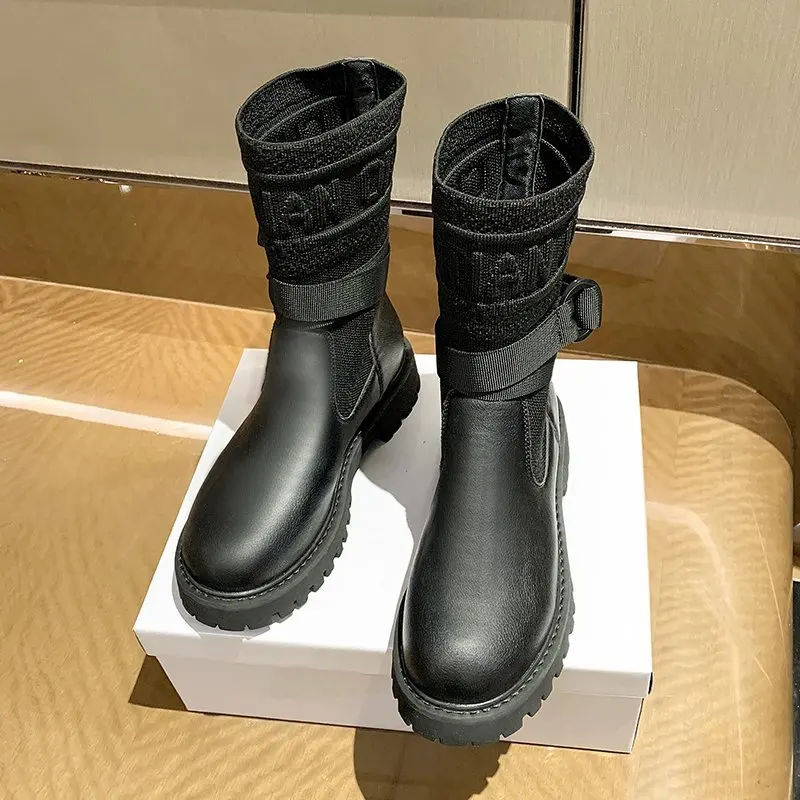 

Black Martin boots women's British style 2020 new Korean version Joker thick-soled motorcycle boots online celebrity thin shoes
