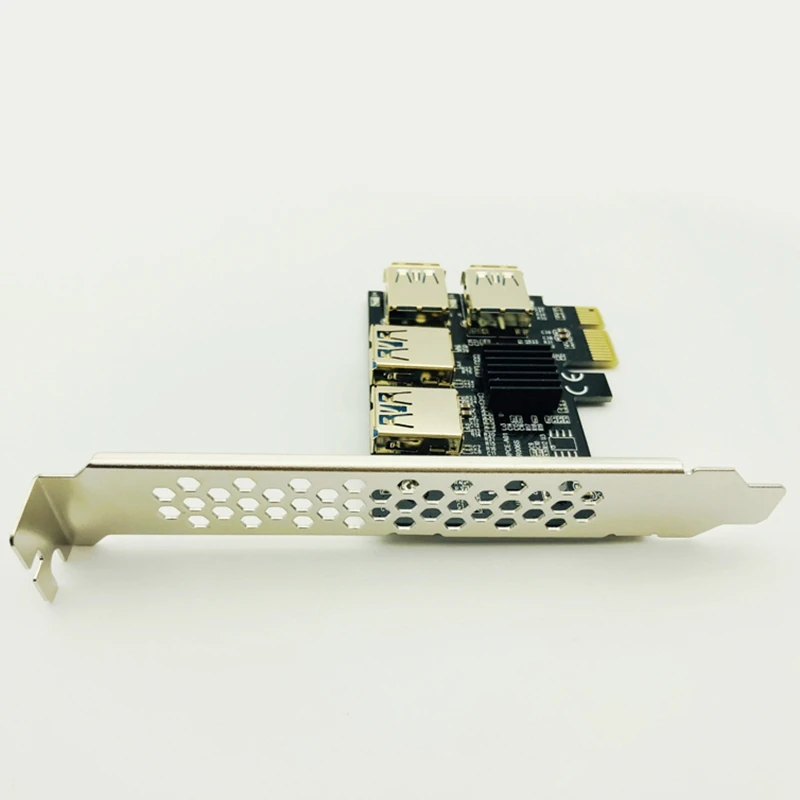 Переходник Райзер PCIe с 4 портами плата адаптера PCI-E 1x на USB 3 0 Rabbet GPU удлинитель