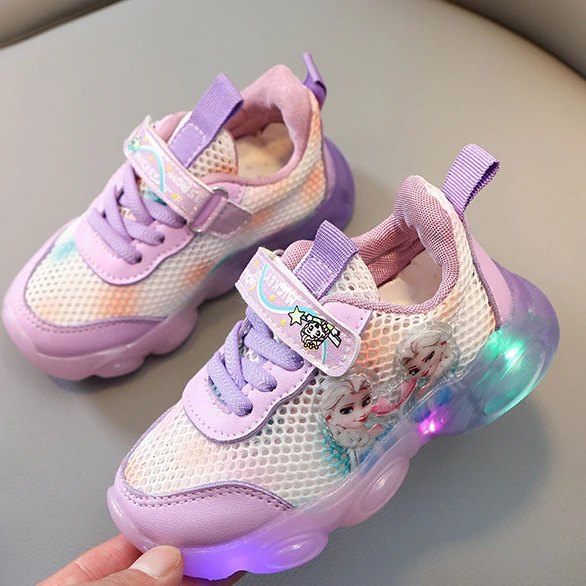 

Size 22-31 Frozen Baby Casual Shoes Glowing Sneakers With Lights Elsa Luminous Shoes For Kids Boys Girls Children Led Sneakers