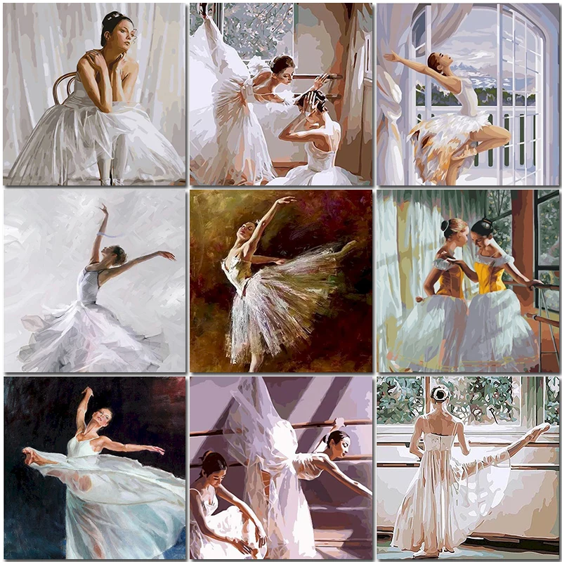 

Oil Painting By Numbers Ballet Dancer Diy Craft Kits For Adults Acrylic Paint Coloring By Number Drawing Home Decoration Figure