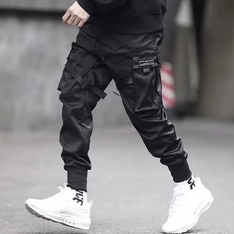 

April MOMO 2020 Men Spring Hip Pop Harlan tooling pants Elastic Waist Hip Pop Pencil Pants Trousers Streetwear Hombre Sweatpants