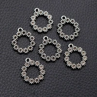 8pcslot silver plated wreath charm metal pendants diy necklaces bracelets jewelry handicraft accessories 2219mm p664