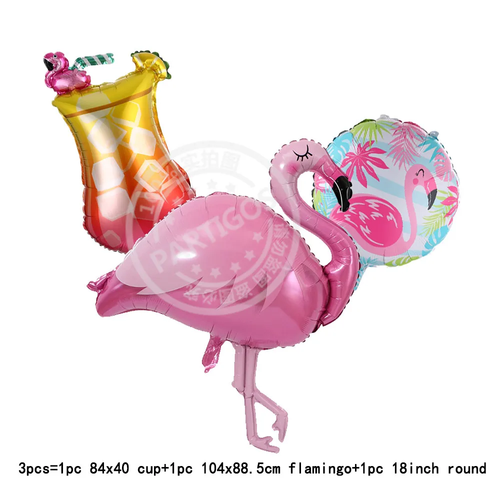 1 комплект в гавайском стиле Вечерние фольгированные шары форме Фламинго большой
