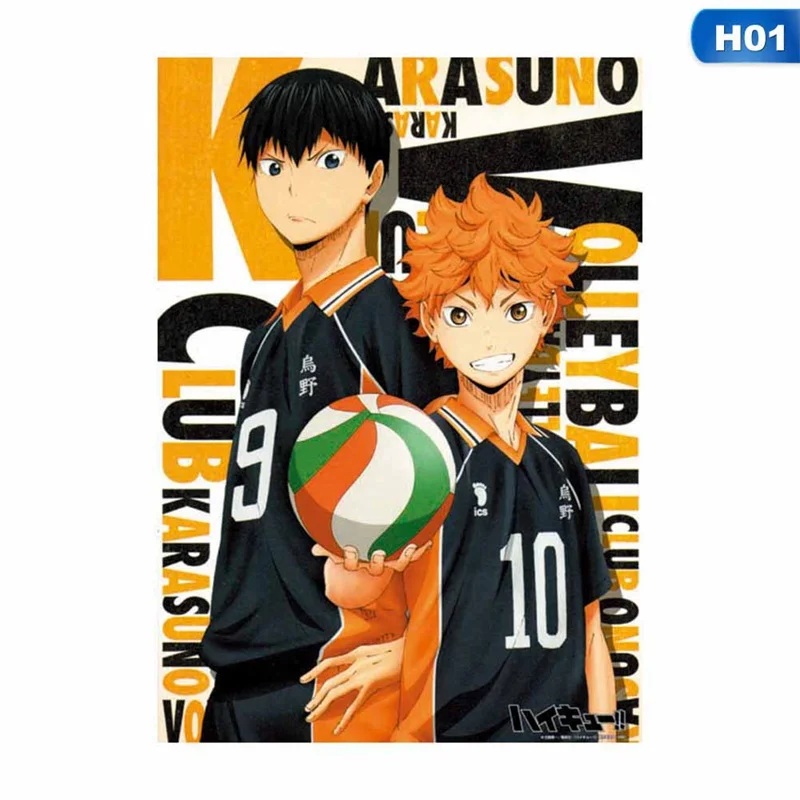 

Anime Haikyuu Poster Volleyball Boy Paintings Posters Wall Art Prints White Coated Picture Modern Home Room Decoration