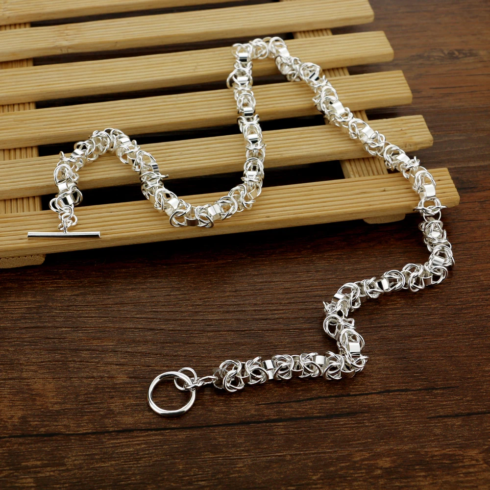 Мужское ожерелье из серебра 925 пробы с килем. Модный ажурный узор. 7 мм 53 см.