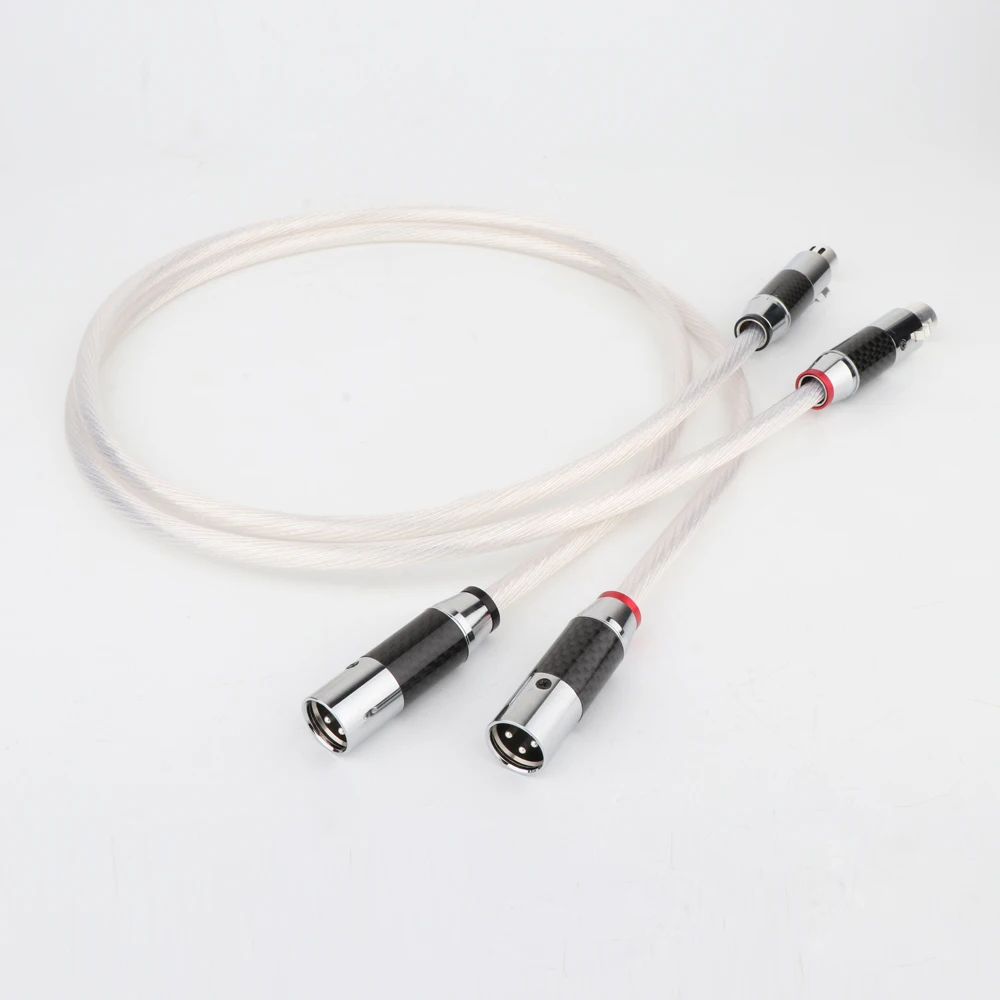 Пара 7N OCC Чистая медь посеребренный Аудио Баланс кабель Hifi XLR с углеродным Fibert