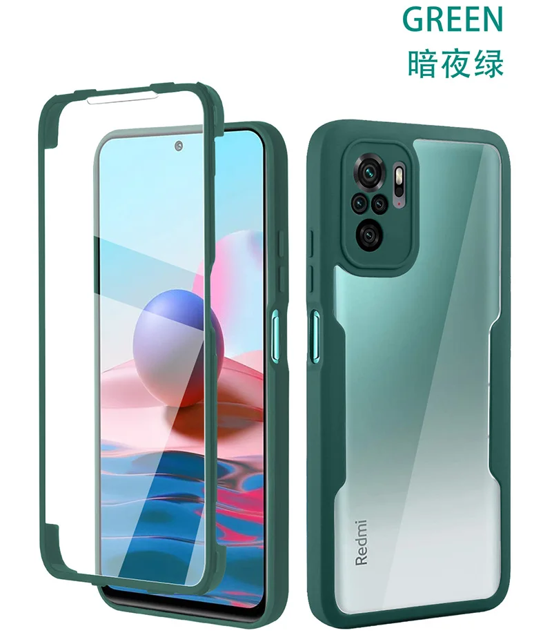 360 Full Protection Case For Xiaomi Redmi Note 10 9 9T 9S 9A 9C Pro Camera Case Mi 11 11T Pro Lite Front Rear Cover Case Poco X3