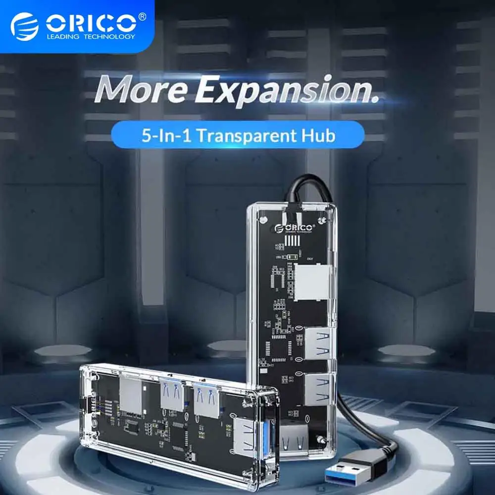 Концентратор ORICO USB 3 0 прозрачный высокоскоростной мульти 4 порта сплиттер