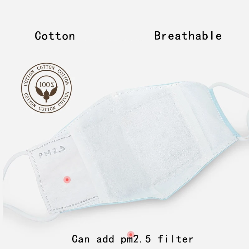 Детская Хлопковая маска Foux Pm2.5 с фильтром для рта сменная ветрозащитная