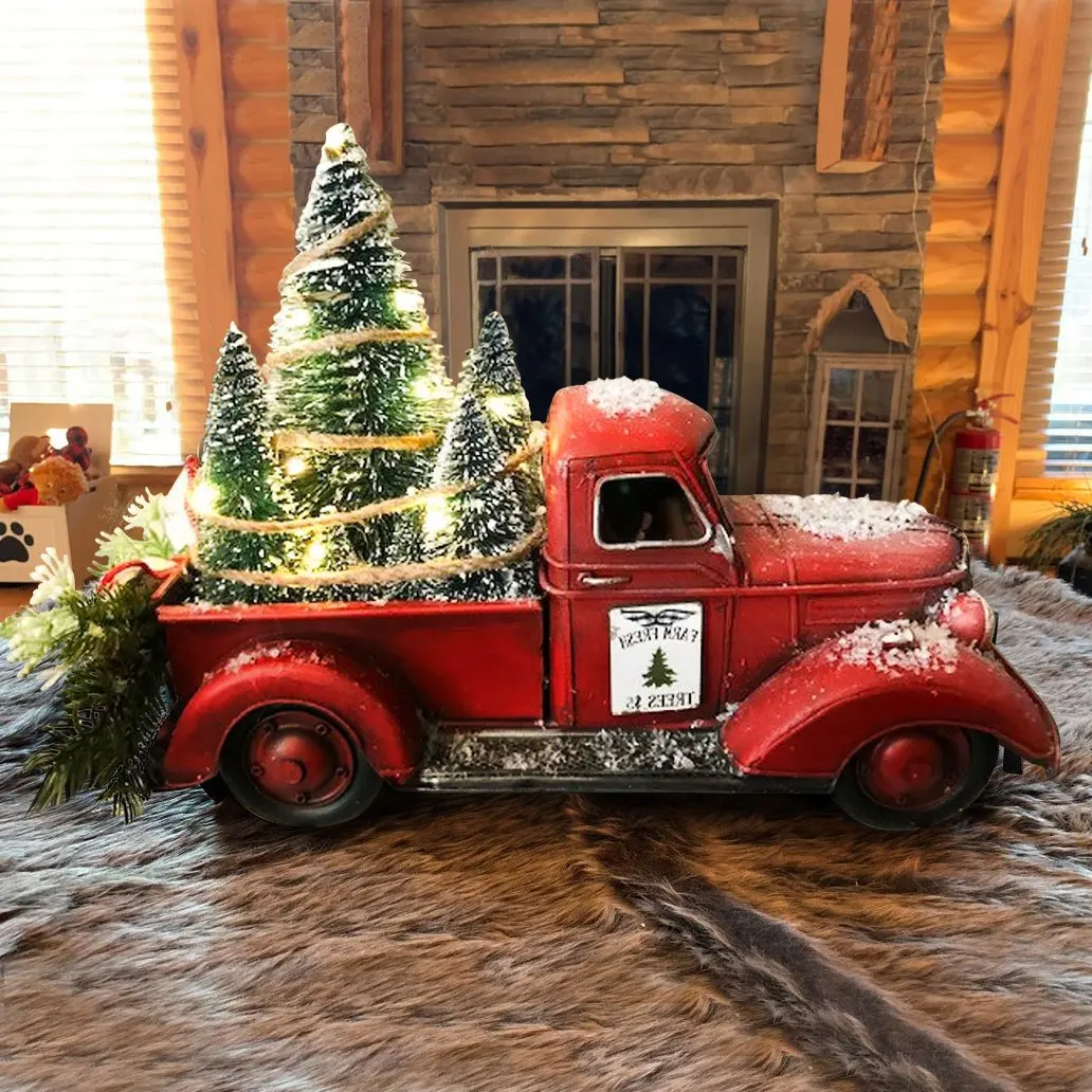

Resin Ornaments Crafts Car Christmas Tree Ornaments Farmhouse Red Truck New Year Christmas Decoration 2022 Gift for Xmas