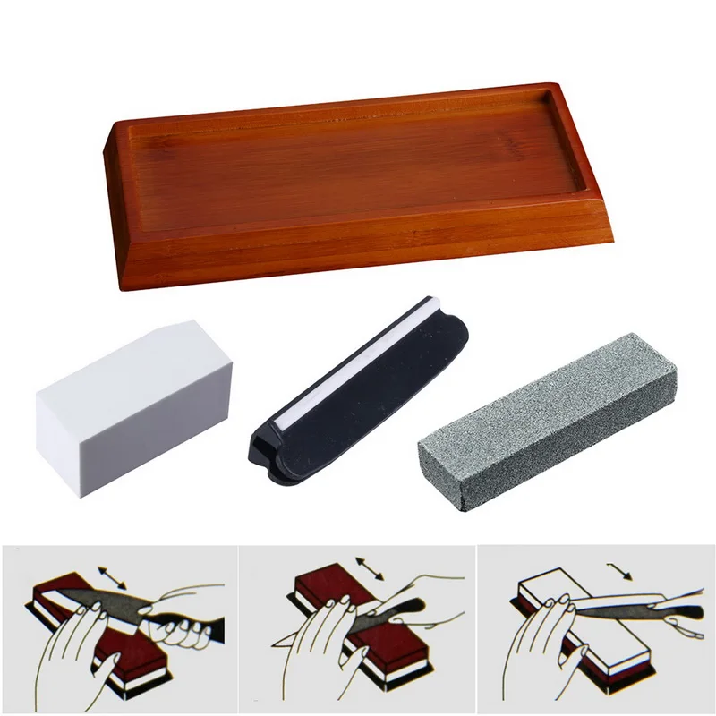 Whetstone Knife Sharpening Stone Dual Side Professional Kitchen Grinder Oilstone Set | Дом и сад