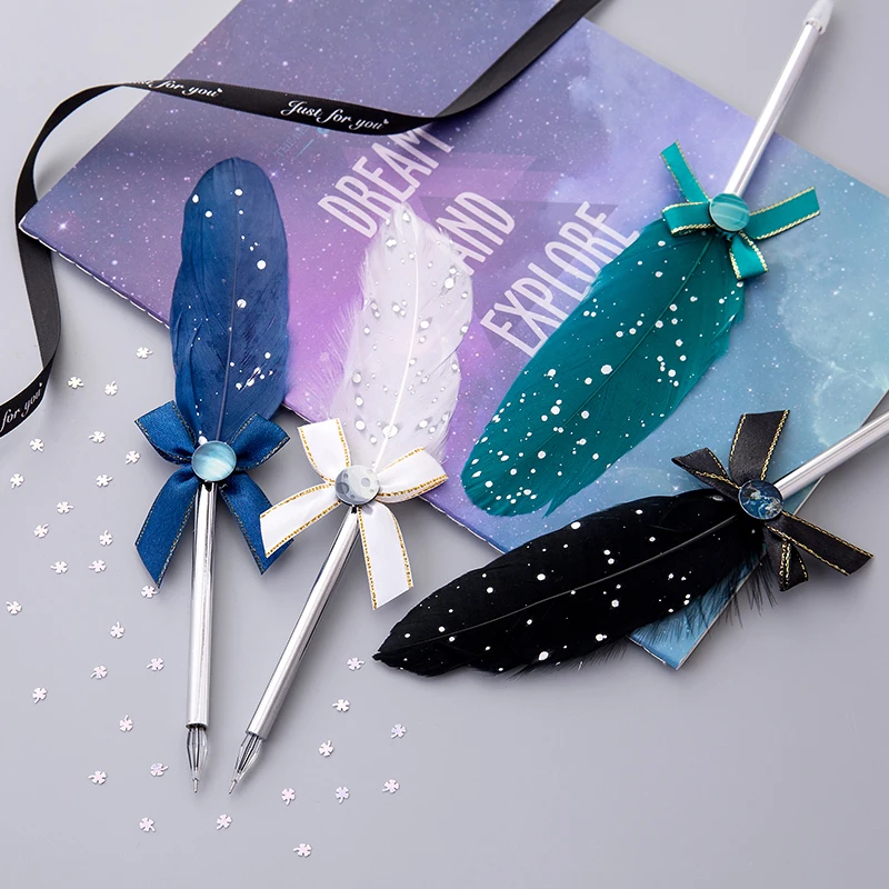 4 шт. гелевые ручки звездное небо креативные вишневые цветы перо кавайные