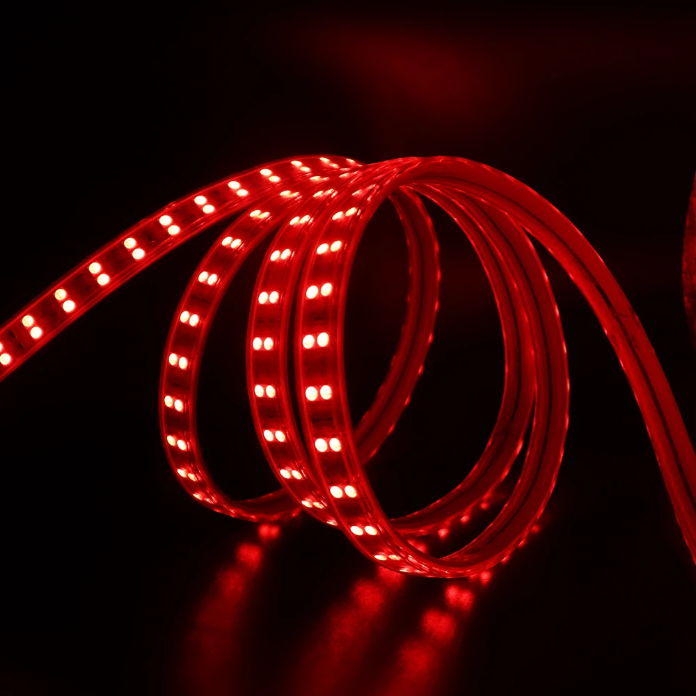 5050 RGB LED Strip Light AC 220V Waterproof + 24Key Remote Double Row 120LEDs/m Led Tape Rope For Home Decoration | Лампы и освещение