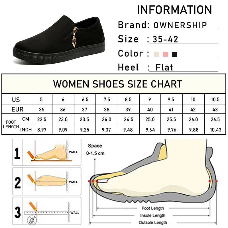 

2020 Women Loafers Flats Platform Female Zipper Woman Round Toe Shoes Ladies Vulcanzied Women's Comfort Footwear Big Size 42