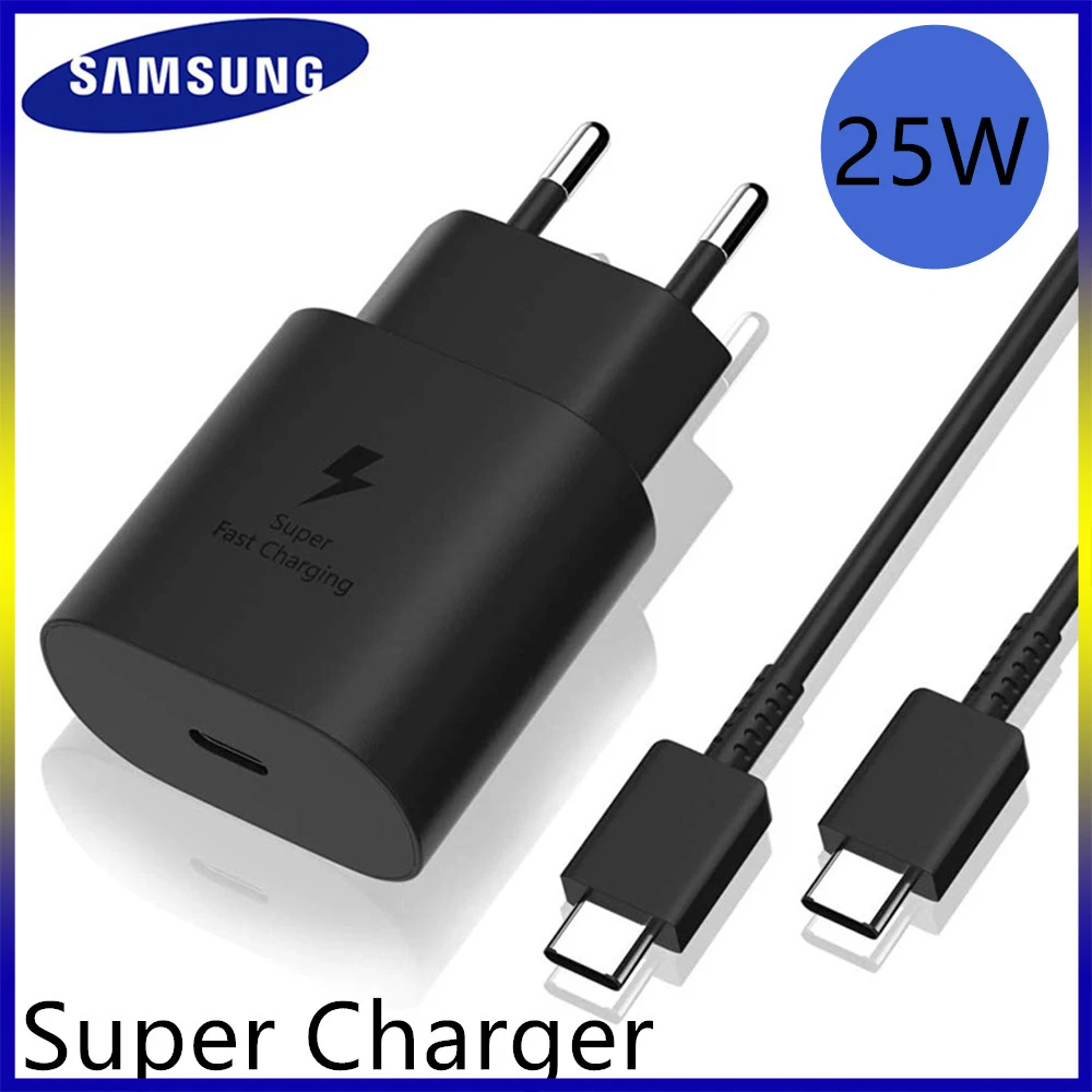

Samsung Original Galaxy A71 Fast Super Charger 25W Quick Charge EU Travel Power Adapter 3A Type C To Type C Data Cable For S20