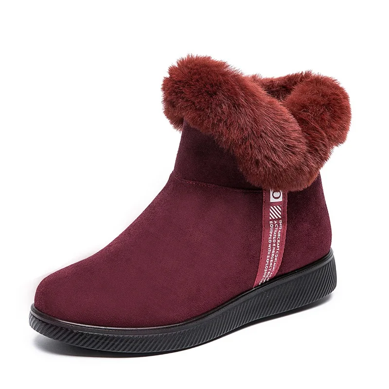 

YourSeason Warm Ladies Plush Zip Shoes Round Toe Flat With 2021 Sewing Casual Concise Ankle Platform Winter Snow Boots