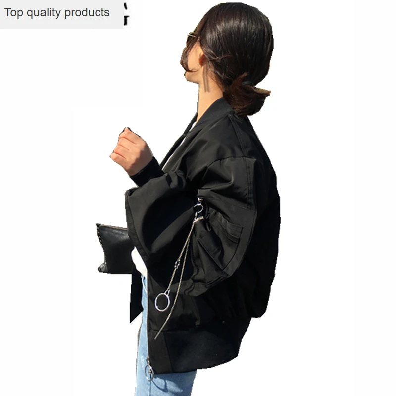 

New 2020 Spring Autumn Korean Loose Basic Jacket Women's Long Sleeve Short Coat Student BF Black Baseball Jackets Outwear LX165